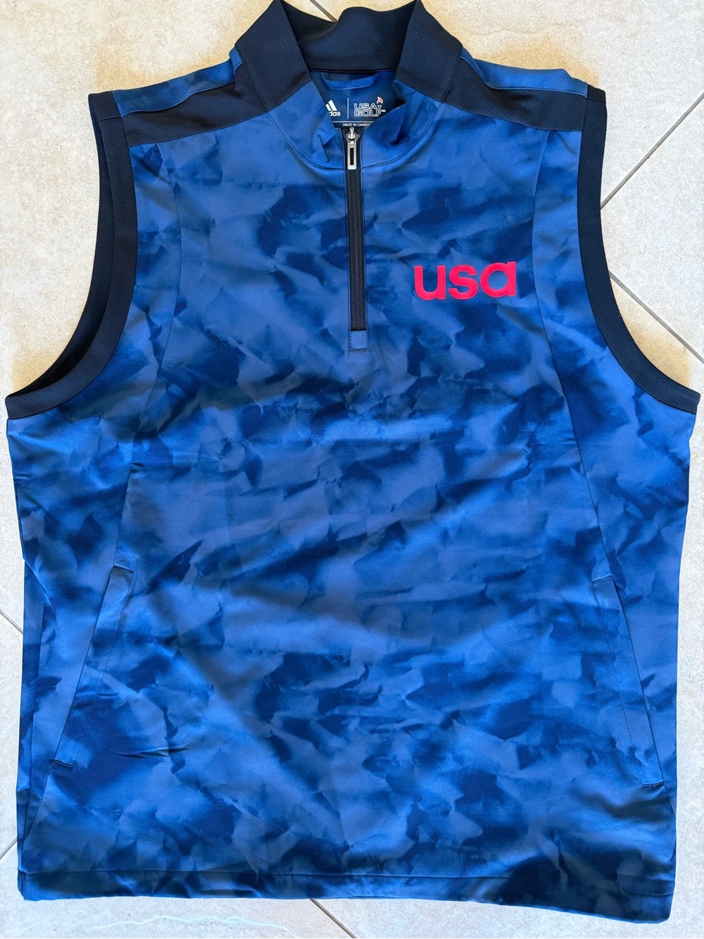 Adidas 1/4 Zip Pullover Navy And Black Vest USA Golf Ryder Cup Team Men’s Large